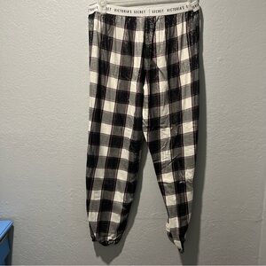 Victoria Secret Pajama Pants Sz L Black With White Metálica  Plaid
